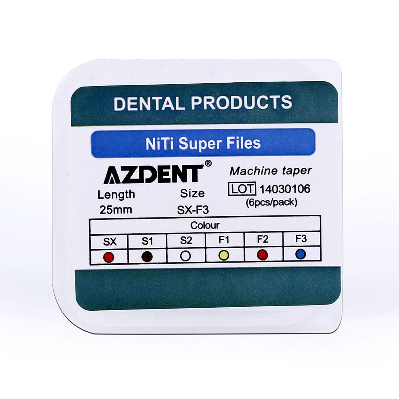 Endo NiTi Rotary Engine Files 25mm Assorted SX-F3 6pcs/Pack - pairaydental.com