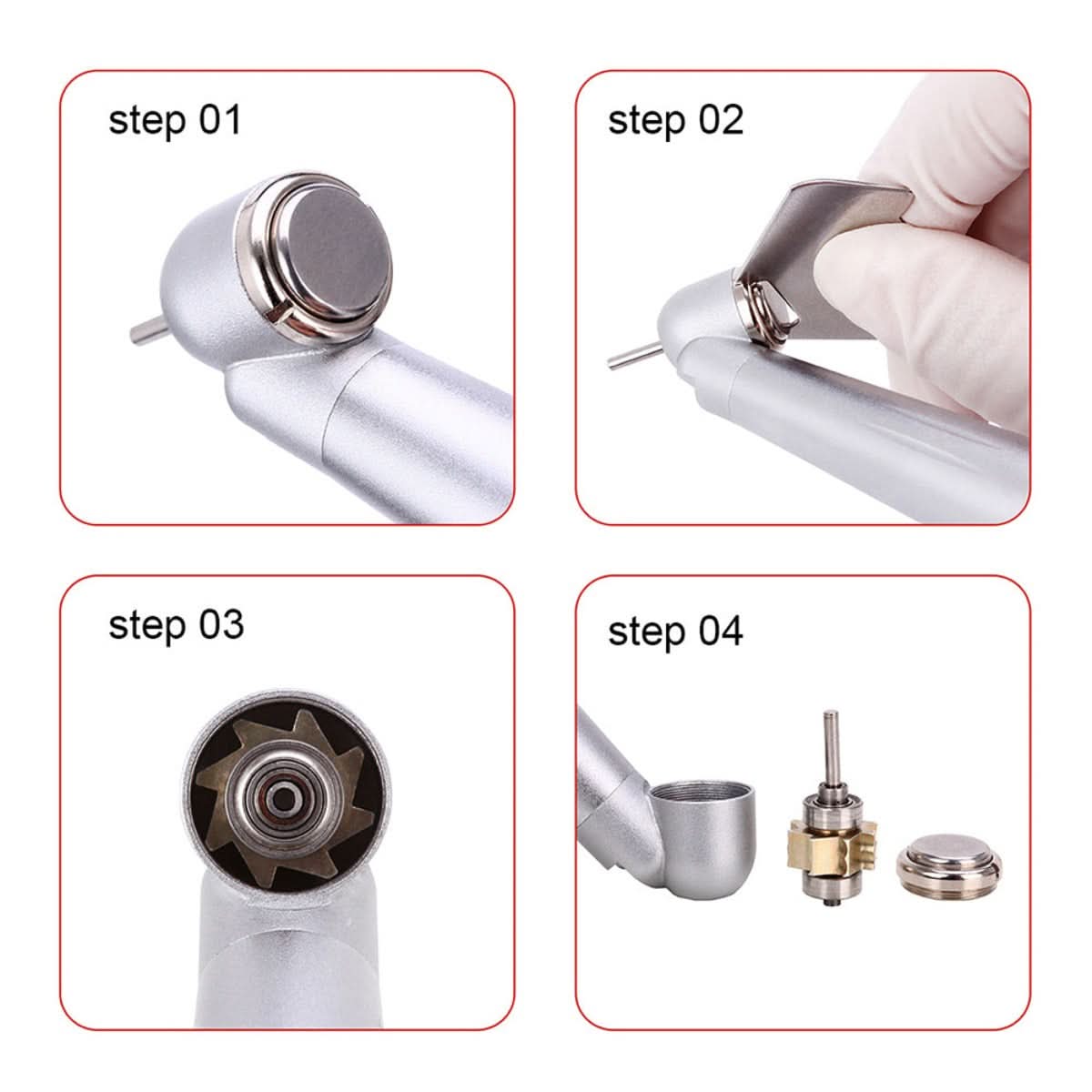 2/4 Hole LED High Speed Handpiece 45 Degree Standard Head Push Button E-Generator - pairaydental.com