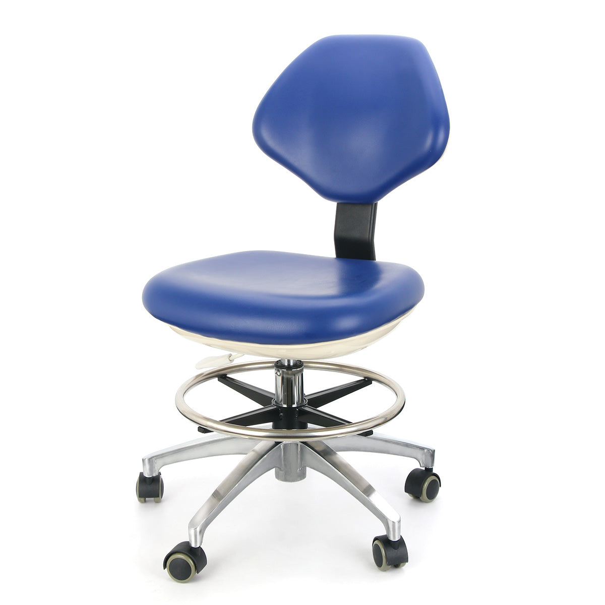 Dental Doctor Stool With Adjustable Seat And Backrest 360-Degree Rotated Blue Color - pairaydental.com