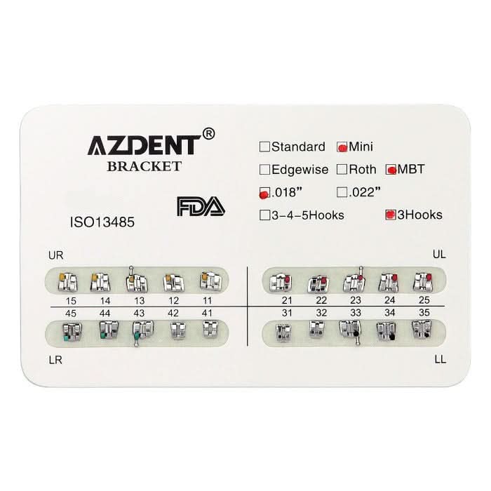 Orthodontic Mini Metal Brackets Roth/MBT/Edgewise 0.018/0.022 Hooks 3/3-4-5 20pcs/Box - pairaydental.com