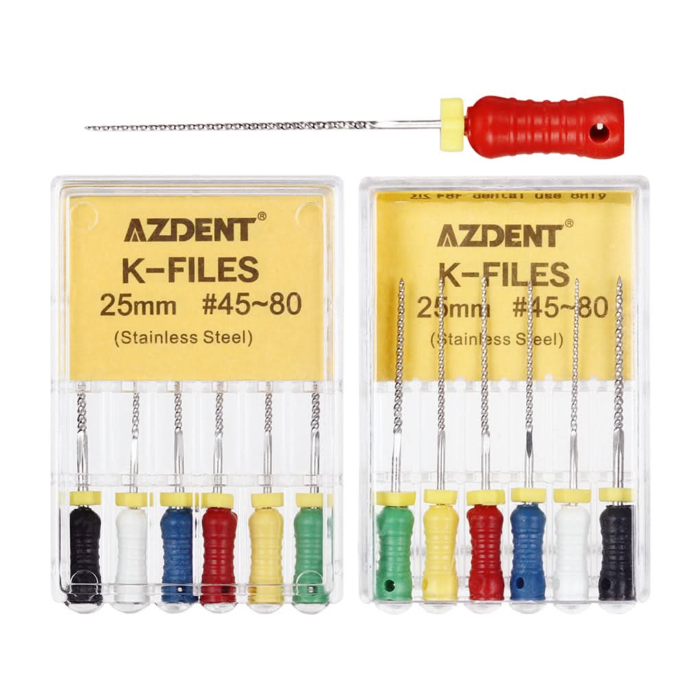Endo Hand K-Files Stainless Steel Assorted #45-80 25mm 6pcs/Pk - pairaydental.com
