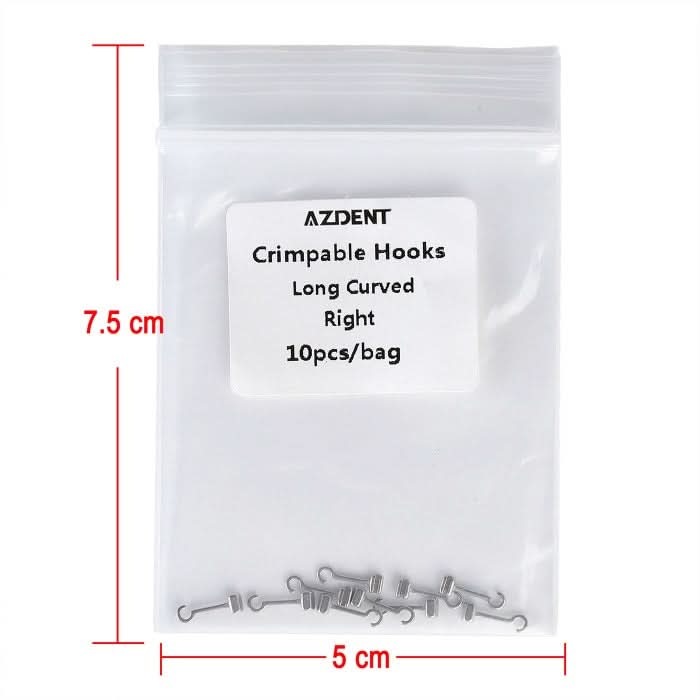 Dental Crimpable Hooks Long Curved Right/Left 10pcs/Bag - pairaydental.com