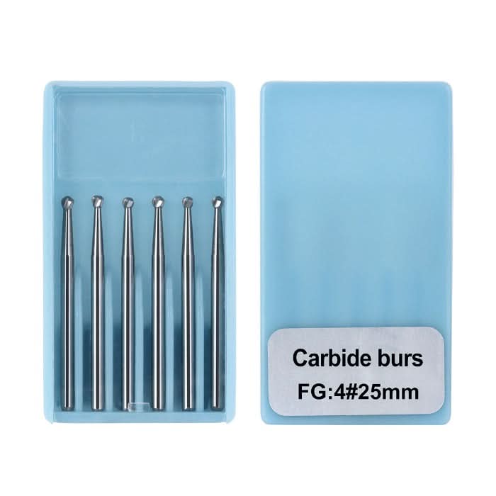 Dental Carbide Burs FG Round 25mm #4 SL 6pcs/Box - pairaydental.com