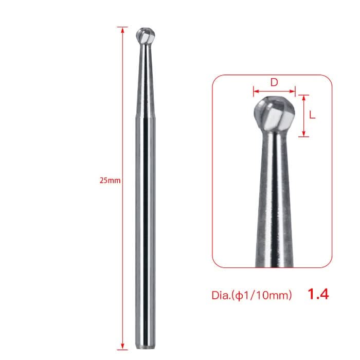 Dental Carbide Burs FG Round 25mm #4 SL 6pcs/Box - pairaydental.com