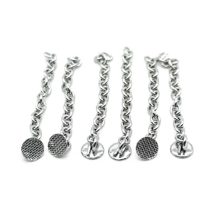 Dental Traction Button Chain Silver Round 2pcs/Bag - pairaydental.com