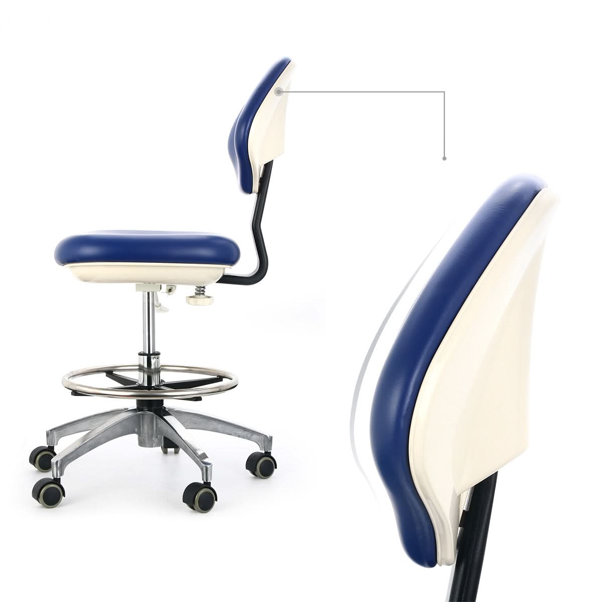 Dental Doctor Stool With Adjustable Seat And Backrest 360-Degree Rotat