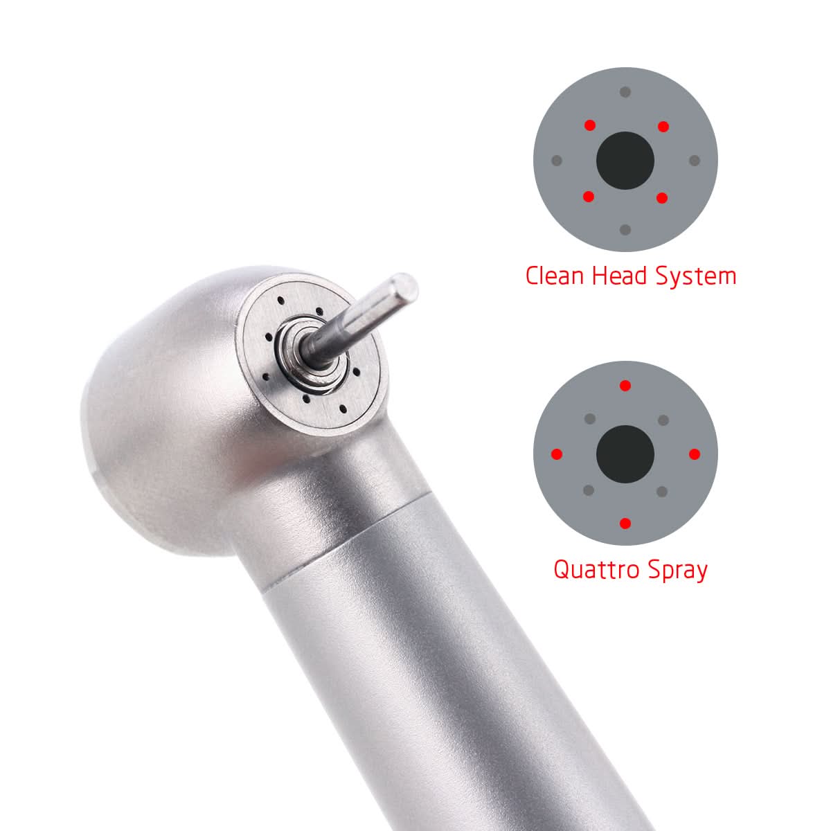 4 Hole High Speed Handpiece Push Button Four Water Spray Clean Head System - pairaydental.com