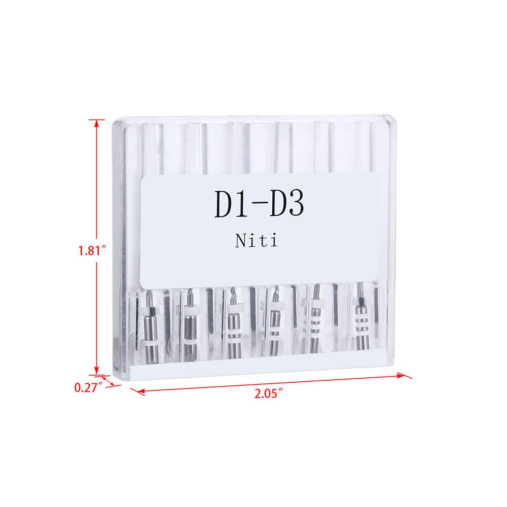 thumbnail image 2 of 6Pcs/Box Dental Retreatment Engine Root Canal NiTi File Denspay D1-D3 NiTi Super D Rotary Files For Root Canal Cleaning Tools 2 of 11