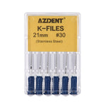 Endo Hand K-Files Stainless Steel #30 21mm 6pcs/Pk - pairaydental.com