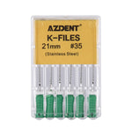 Dental Hand K-Files Stainless Steel 21mm #15-80 11 Models 6pcs/Pk - pairaydental.com
