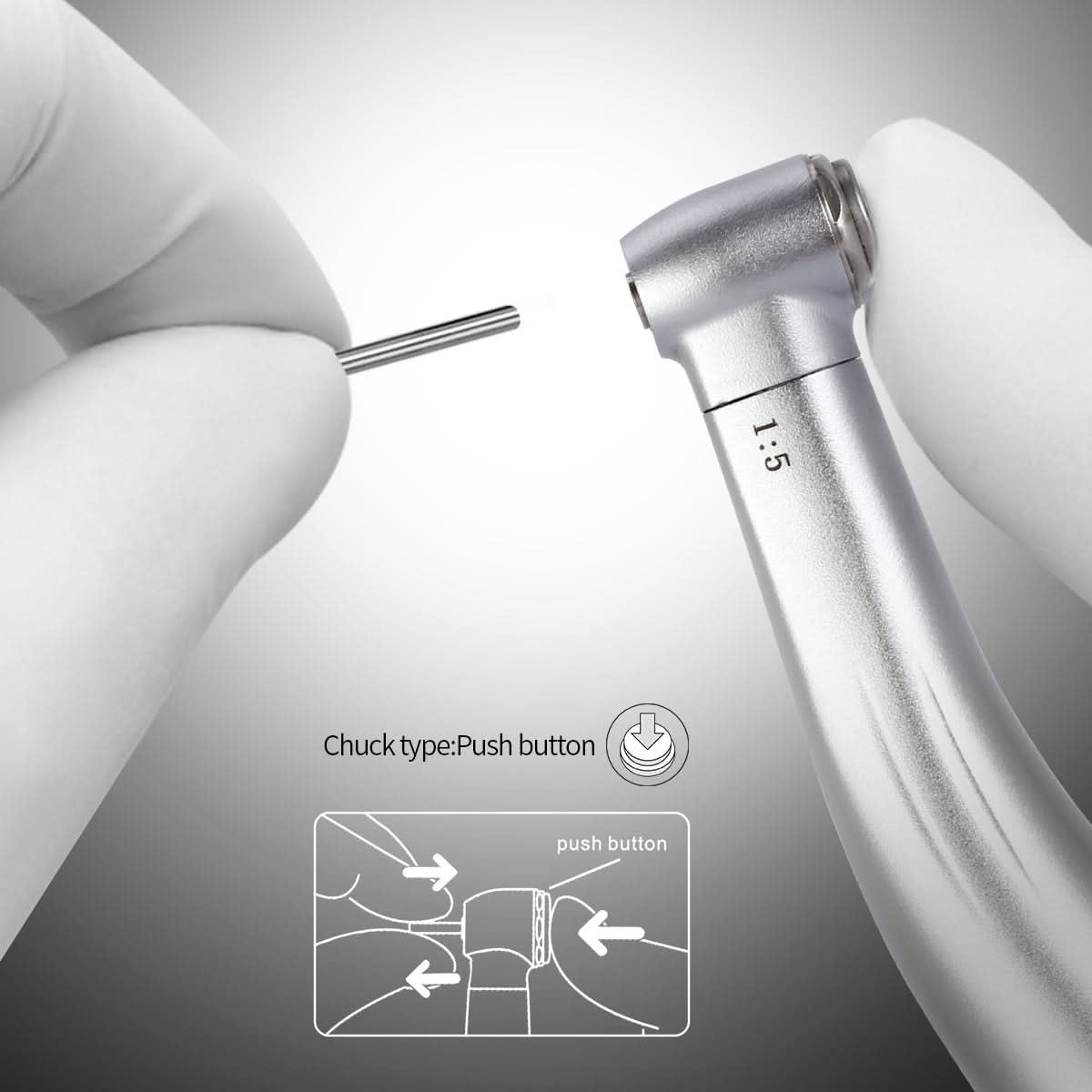 1:5 Electric Contra Angle Handpiece Internal Four Way Spray Push Button - pairaydental.com