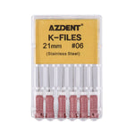 Dental Hand K-Files Stainless Steel 21mm #15-80 11 Models 6pcs/Pk - pairaydental.com