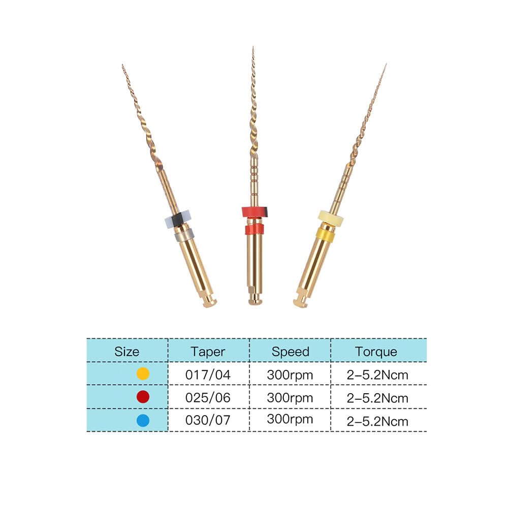 Endo NiTi Rotary Engine Files 25mm Assorted X1-X3 3pcs/Pack - pairaydental.com