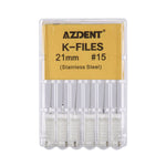 Endo Hand K-Files Stainless Steel #15 21mm 6pcs/Pk - pairaydental.com