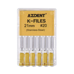 Endo Hand K-Files Stainless Steel #20 21mm 6pcs/Pk - pairaydental.com