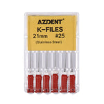 Endo Hand K-Files Stainless Steel #25 21mm 6pcs/Pk - pairaydental.com
